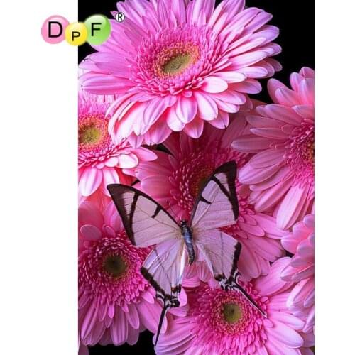 Pink chrysanthemum butterfly 3D Diamond Painting Cross Stitch Home Decor DIY Diamond Embroidery Rhinestone square Full crafts