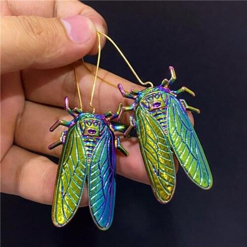 Cicada Earrings Big Beetle Earrings Nature Study Victorian Cicada Entomologist Summer Bug Whimsical Statement Jewelry