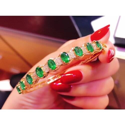 SHILOVEM 925 sterling silver Natural emerald bracelets classic fine Jewelry women wedding gift wholesale new jcsz030588agml