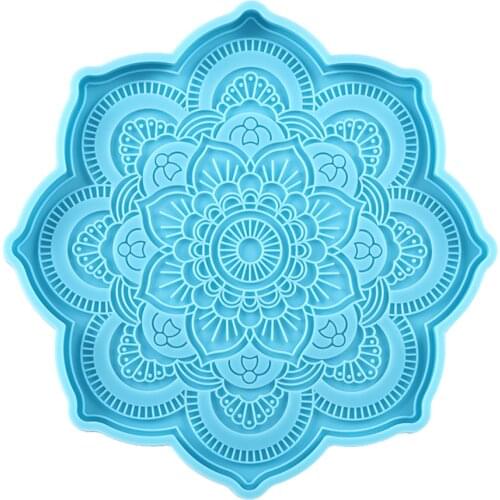 1Pcs Mandala Coaster Silicone Mold Round Tray Cup Mat Epoxy Resin Casting Mould For DIY Resin Crafts Home Decoration Making Tool
