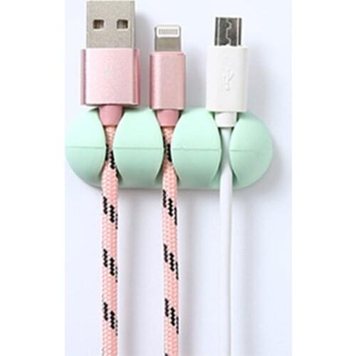 Creative Silicone Wire Organizer 2 Packs Simple Paste Computer Desktop Data Cable Clip 3 Card Slots Winder USB Cable Protector