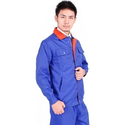 Blue With Orange Lapels Overalls Factory Clothes Engineering Clothes Suit Long-sleeved Suit And Set New 2021 Spring Autumn Work