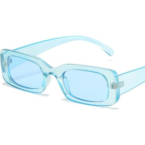Vintage Small Rectangle Sunglasses Women Fashion Candy Color Eyewear Men Trending Square Blue Pink Sunglasses Shades UV400