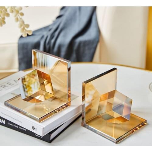 Modern Amber Gray Color Crystal Book Stand Table Top Shelf Book Clip Study Room Office Home Decoration Accessories Furnishings