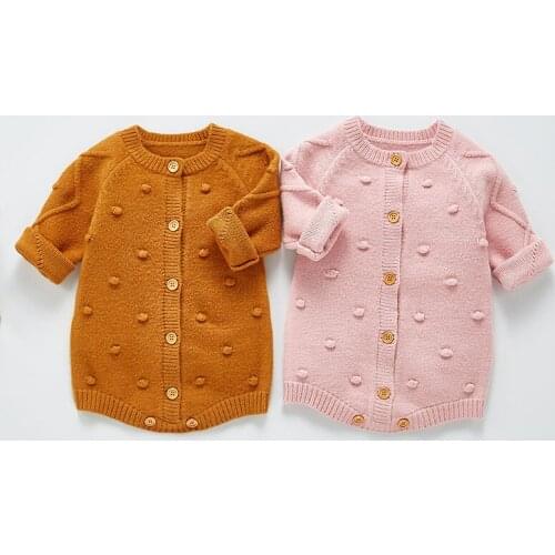 Spring Baby Girls Long Sleeve Pure Color Rompers Jumpsuit Clothes Autumn Cute Kids Baby Girl Knit Clothes Rompers