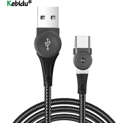 1M 2.4A USB Cable 180 Free Rotation Fast Charging & Data Transfer Cable For Type C Micro USB Charge Ports Phones