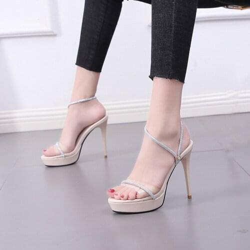 Black Sandals Women Gladiator Platform Sandals Sexy Summer Party Shoes 12cm Heel Stripper Shoes Ladies High Heels Sandals