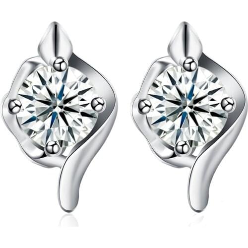 SILVERHOO Geometry Rhombic Earrings Women Real S925 Sterling Silver Trendy 5A Cubic Zirconia Popular Stud Earring Fine Jewelry