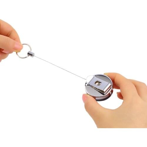 1pc Stainless steel Tool Belt Money Retractable Key Recoil Ring Pull Chain Clip Keychain key Chain