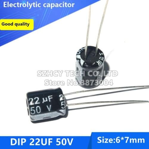 100pcs DIP 22UF 50V 6*7 Electrolytic capacitor