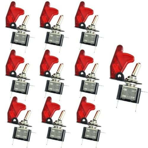 10 X 12V 20A 20Amp Red blue green white yellow Cover LED Light Toggle Switch SPST ON/OFF Car Auto Boat