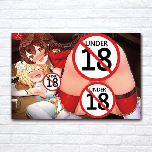 2 Sexy Girls Canvas Painting Contemporary Art Kawaii Beauties Anime Poster Print Wall Picture for Living Room Home Decor