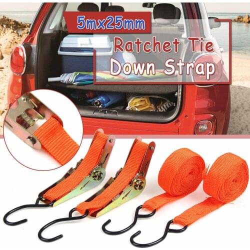 2pcs Durable Ratchet Tie Down Hold Secure Cargo Straps Moving Hauling Truck Motorcycle Straps Lashing Package Webbing belt