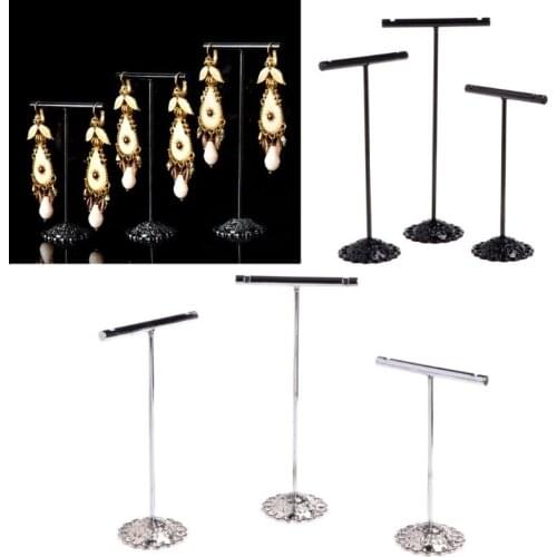 3 Pcs Alloy Earrings Display T-Shape Stand Showcase Jewelry Organizer Holder