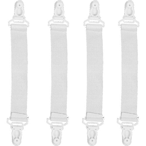 Practical 4 Pcs Home White Elastic Mattress Bed Sheet Grippers Clips