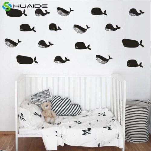 5 Style Whale Cluded Vinyl Wall Stickers For Kids Room 40pcs/set Baby Wall Decals Home Decor Living Room Bedroom Wallpaper D992