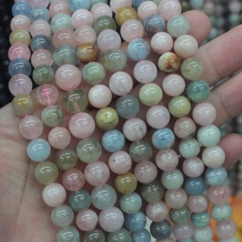 6mm 8mm 10mm Natural morganite stone beads natural GEM beads DIY loose beads for bracelet making strand 15" wholesale