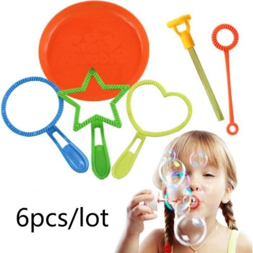 6PCS/SET Children Water Blowing Toys Outdoor Fun Sport Soap Blowing Bubble Horn Concentrate Stick Tray Kids Toys Kits