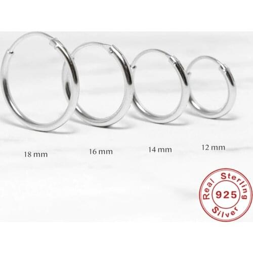 GS 925 Sterling Silver Gold Circle Hoop Earrings For Women Birthday Party Simple Noble Silver Fine Jewelry Gift 12/14/16/18mm