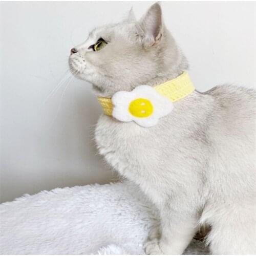 Pet Accessories Dog Cat Cartoon Collar Hand Knitted Poached Egg Little Yellow Duck Animal Neck Strap Adjustable Pet Supplies