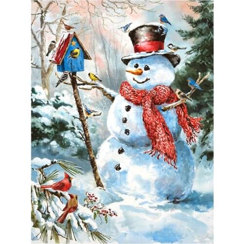 Cartoon Snowman Diamond Painting Full drill Christmas gift 5D DIY Sticking Drill Cross Embroidery simple Home Decoration
