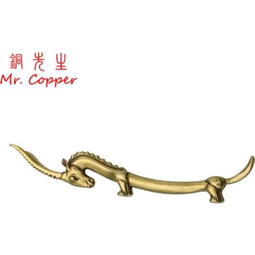 Antique Brass Antelope Figurines Miniatures Office Desktop Small Ornament Pen Holder Animal Goat Tea Pet Iron Kettle Fork Decors