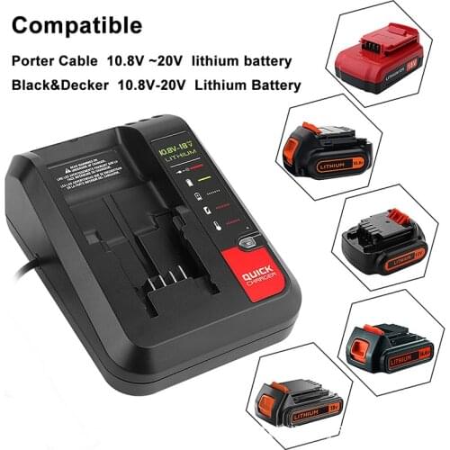 Black decker charger for Li-ion Battery Charger Porter Cable Stanley 10.8V 14.4V 18V 20V PCC690L L2AFC FMC690L FMC688L 686L B&D