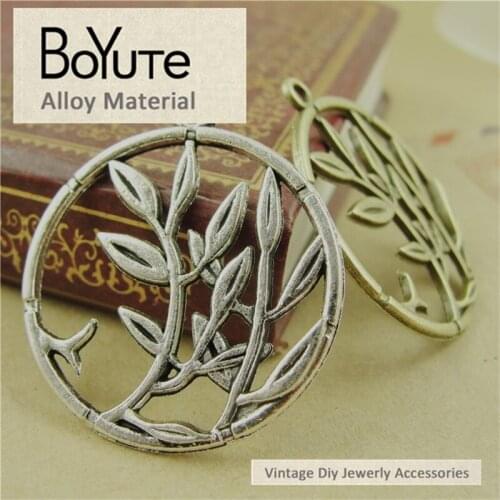 BoYuTe (40 Pieces/Lot) 28*32MM Antique Bronze Silver Plated Vintage Metal Charms Flower Plants Pendants for Jewelry Findings