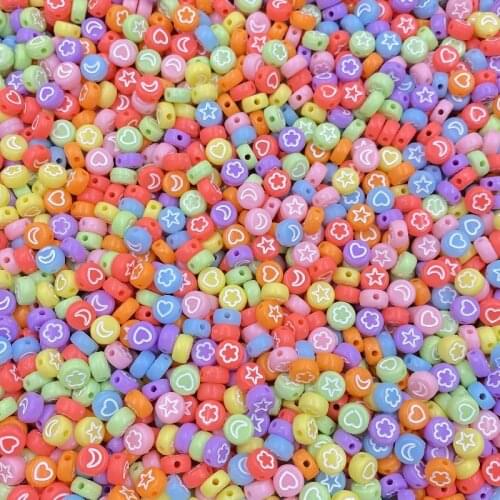 60Pcs 4*7mm Moon Star Flower Heart Loose Beads For DIY Jewelry Making Necklace Bracelet Wholesale Pendant