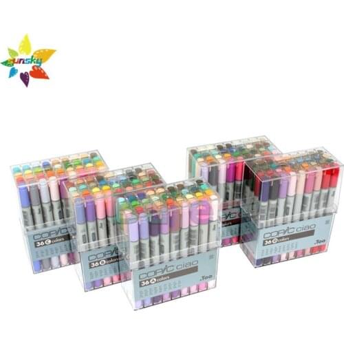 COPIC Third generation Double headed Marker pen 36 color A B C D E single box set Square head 5mm and soft head Art supplies