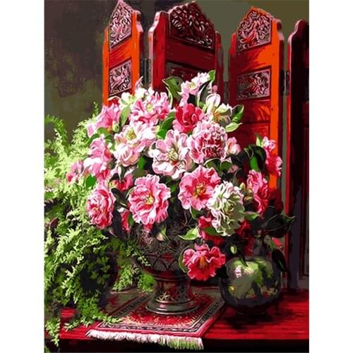 Flowers DIY 11CT Embroidery Cross Stitch Kits Craft Needlework Set Cotton Thread Printed Canvas Home Decoration Hot Design