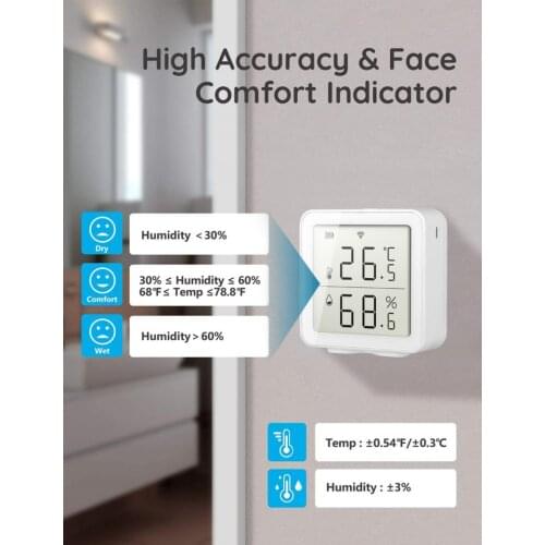 Tuya WIFI Temperature LCD Display Sensor Humidity Sensor Indoor Hygrometer Thermometer Working With Smart Life/Alexa Google