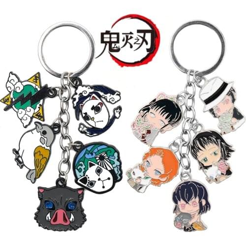 Demon Slayer Metal Keychain Kimetsu no Yaiba Tanjirou Nezuko Agatsuma Zenitsu Figure Pendant Keyring Backpack Car key chains