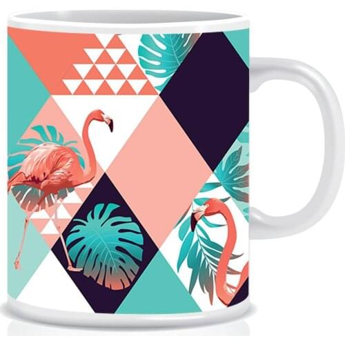 Custog Porcelain Mug Fun Design For Coffee Funny Gifts for Women and Men 12oz Customize Flamingo