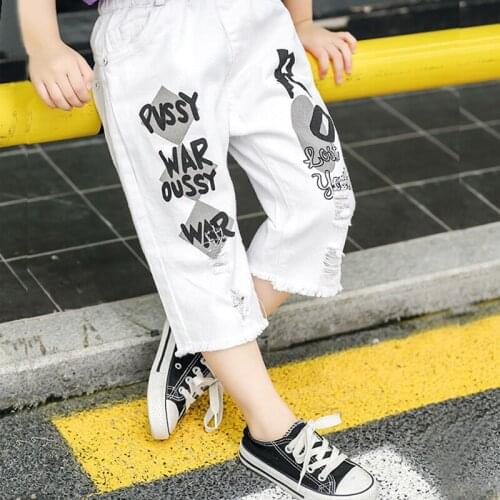 IENENS Summer Shorts Jeans Boy Grils Short Pants Loose Denim Trousers Child Girls Letter Cowboy Panties Kids Loose Shorts