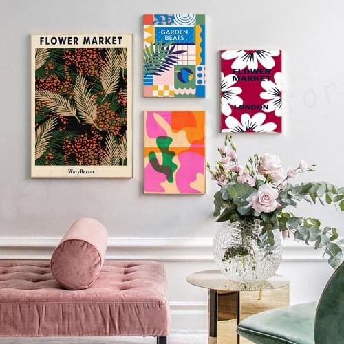 London City Flower Market Wall Art Canvas Painting Abstract Nordic Poster and Prints Flower Pictures for Living Room Home Decor
