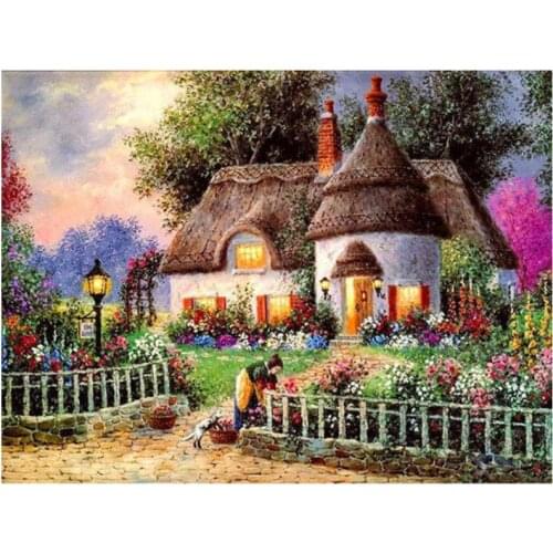 Landscape diamond painting cottage yard full rhinestone embroidery picture mosaic poster diamond art drawing wall sticker decor