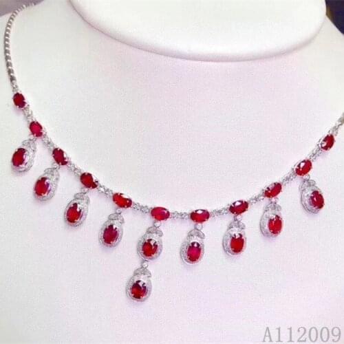 KJJEAXCMY fine jewelry 925 Silver inlaid Natural ruby Gemstone necklace fashion ladies pendant support test hot selling