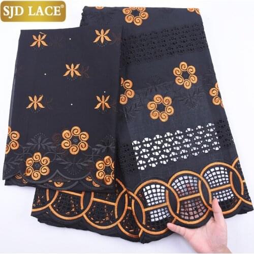 SJD LACE 5+2Yards Swiss Voile Lace In Switzerland With Small Holes African Lace Fabric High Quality Cotton For Wedding Sew A2036