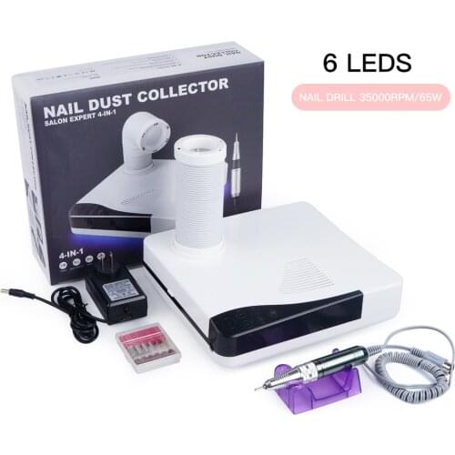 Salon Expert 4-IN-1 Nail Fuctions for OneSet Workbench 60W Nail Dust Collector Dust Clear with 6pcs LED Lamp 35000rpm Nail Drill