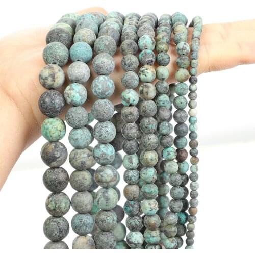 Matte Frosted African Natural Stone Beads Round Loose Spacer Bead For Jewelry Making DIY Bracelet Charm Accessorie 4/6/8/10/12MM