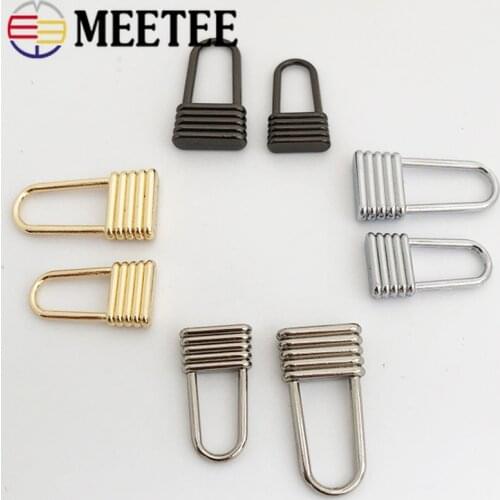 Meetee 10pcs 12X22mm/15X27mm Metal Zipper Pull Tab for 3# 5# Zips Bags Zippers Handle Head DIY Purse Puller Pendant Buckle ZT046