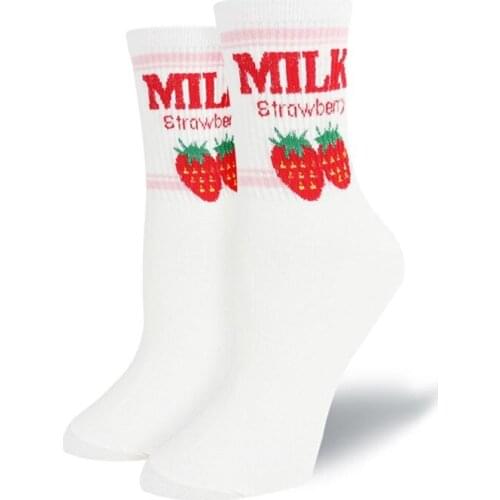 Kawaii Sweet Womens Socks Funny Cute Cream Candy Color Milk Strawberry Socks For Girl Christmas Gift Japanese Harajuku Socks