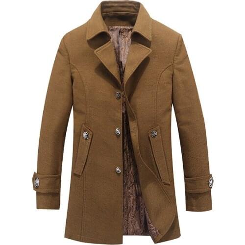 2021Winter Fashion Men’s Classic Business Coat Slim Fit Long Jacket Buttons Casual Boutique Trench Coat Windbreaker Plus Size4XL