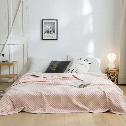 Soft Home Blanket With Ball Warm Coral Fleece Bed Sheet Air Conditioned Bed Linen Two-Layer Blankets