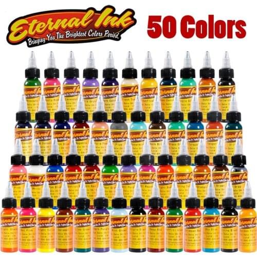 New 50pcs Colors 30ml/ bottle Eternal Tattoo Ink Set Pigment Bottle Permanent Makeup Art For Makeup Beauty Skin Body Art