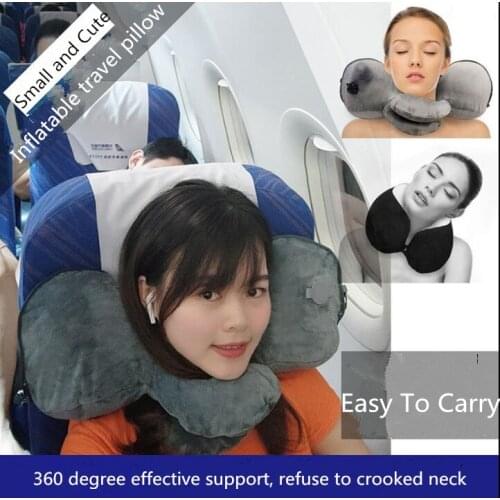 Inflatable U Shape Neck Cushion Travel Pillow Office Airplane Driving Nap Support Head Rest Health Care Decorative