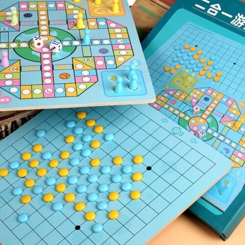 Tabletop game 2-in-1 multi-function game Chess Checkers Flying Chess Backgammon Young Baby Intelligence Toys