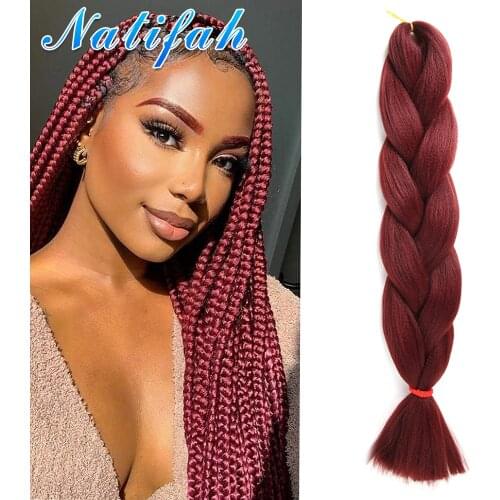 Natifah Jumbo Braiding Hair Pre Stretched For Afro Ombre Extensions Braids Bug Color Wholesale Synthetic Fake Hair 100g 24 Inch