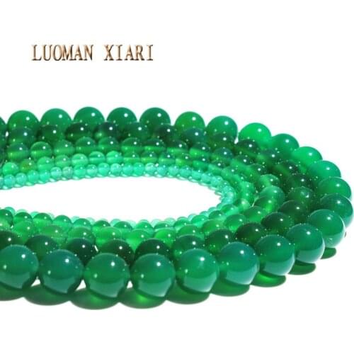 Wholesale Natural Stone Green Agat Beads Loose Round DIY Bracelet Necklace For Jewelry Making Mix Strand 15'' 4/6/8/10/12 mm